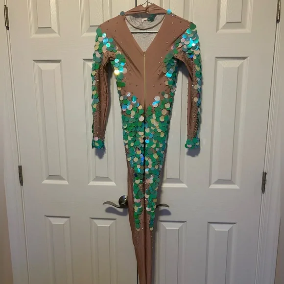NWOT Mermaid Catsuit Bodysuit Unitard Aerial Circus Costume - Picture 13 of 16